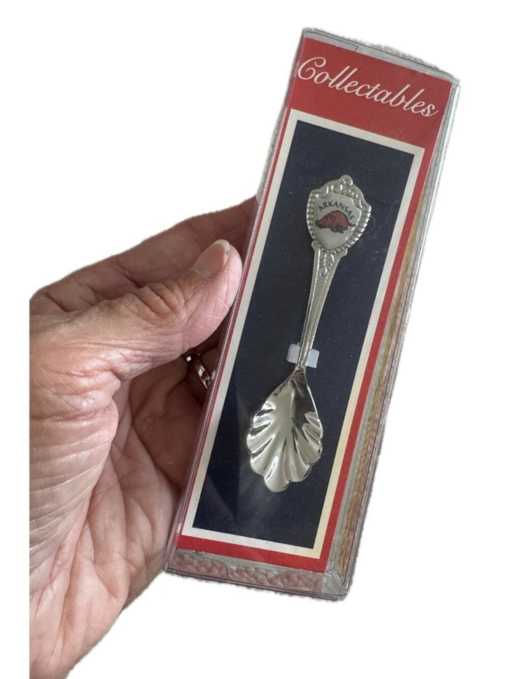 State Collectible Spoon Arkansas Silver tone Scalloped NWT